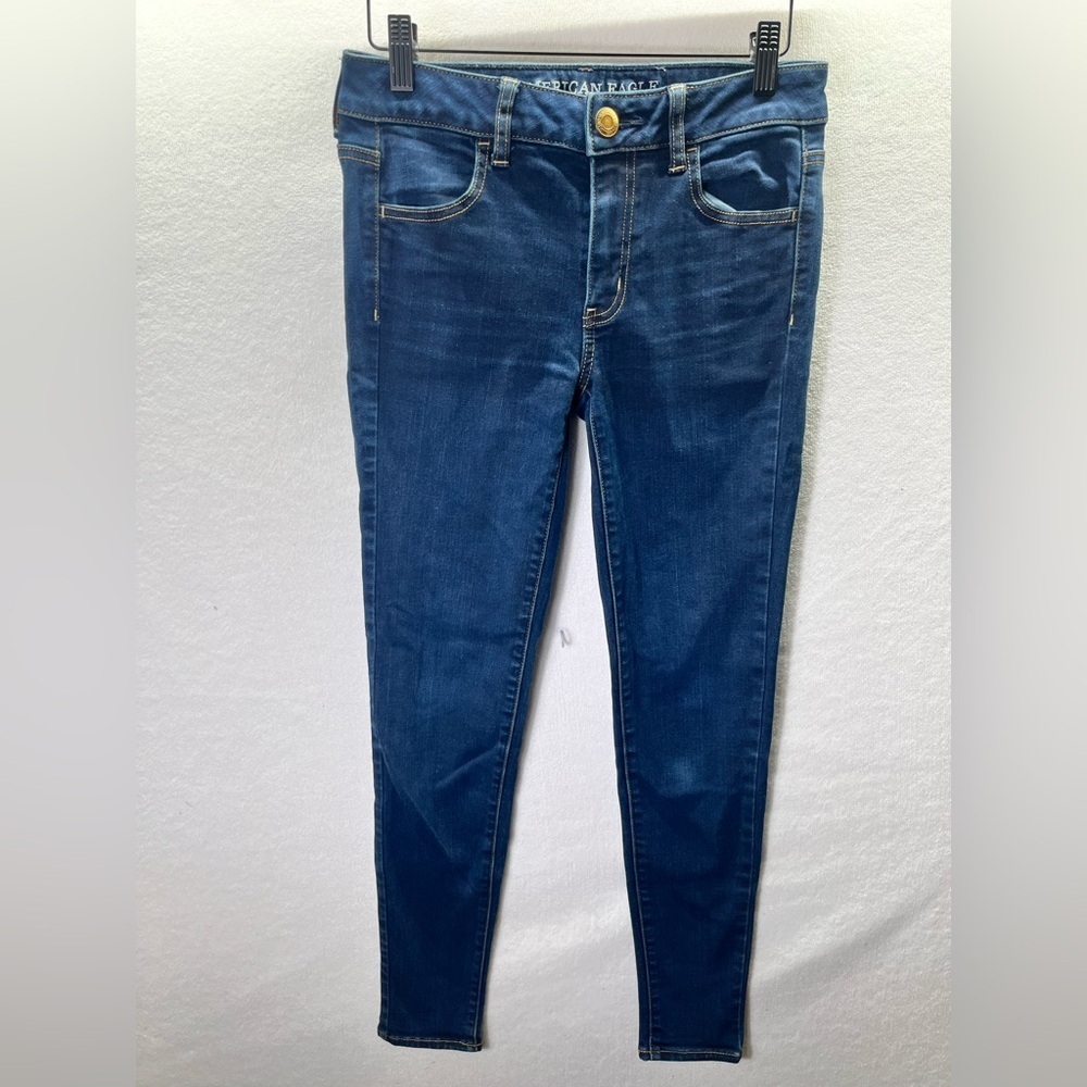 American Eagle Darkwash Denim Jegging Jeans Womens 4 Super Stretch Blue‎ 2220
